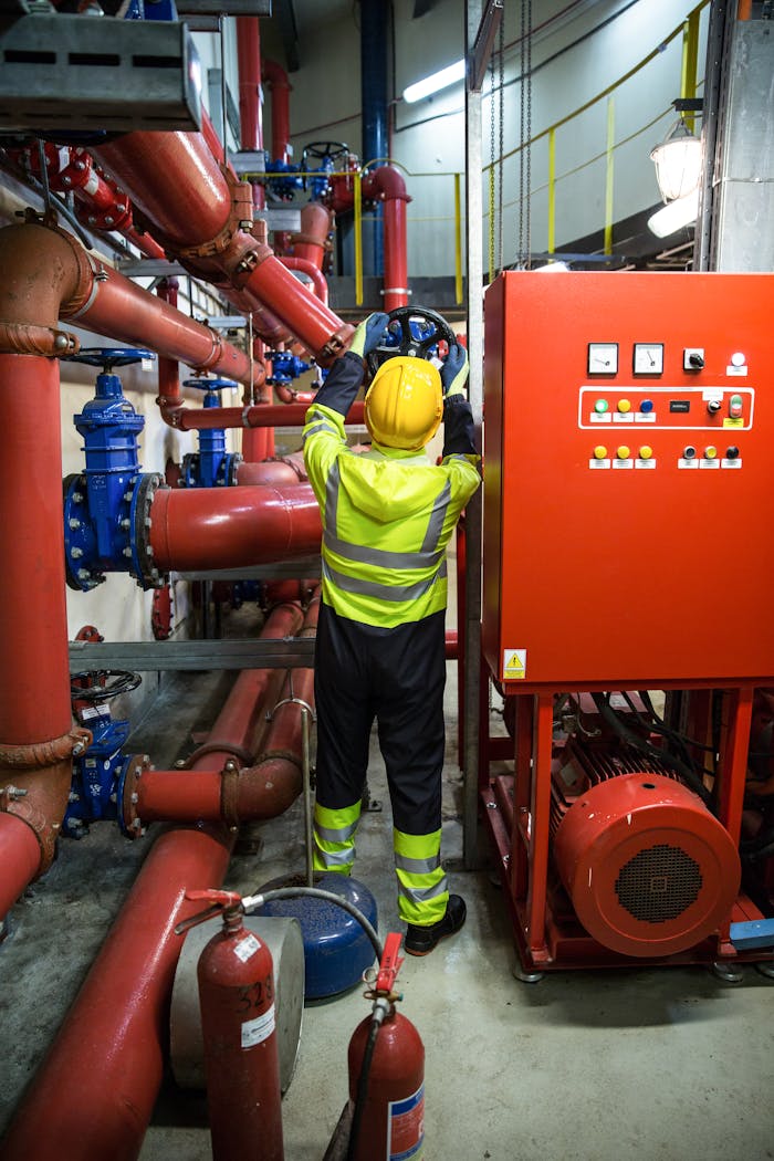 services-03 Worker in uniform operates machinery in industrial setting, emphasizing safety and productivity.